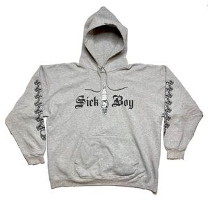 ** RARE ** Vtg Sick Boy Motorcycles Heather Gray Hoodie Hanes Tag